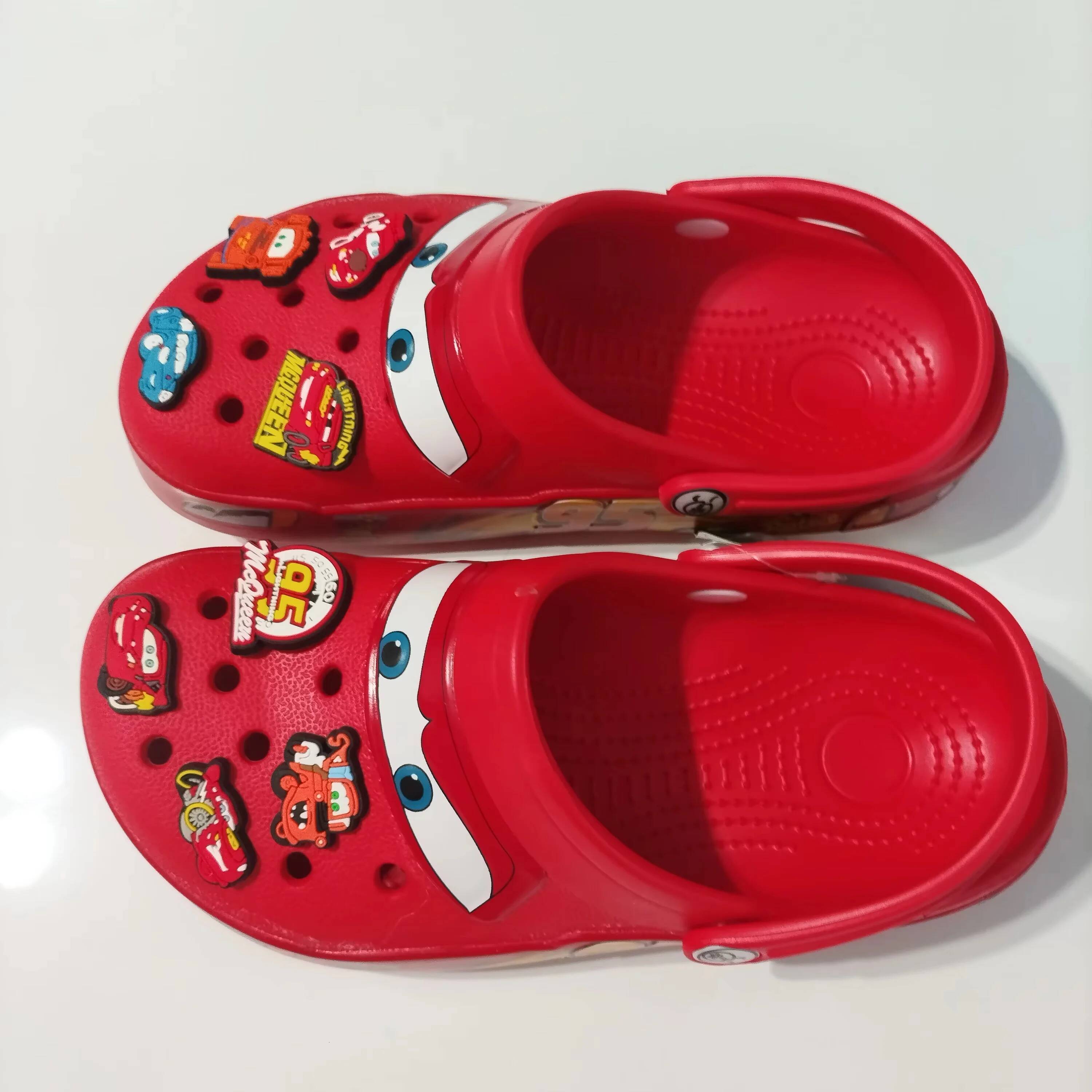 Designer Disney Mcqueens Pixar Cars Cartoon Kawaii Waterproof Breathable Eva Slippers For Adults Solid Outdoor Sandals With Holes Casual Shoes Luxury