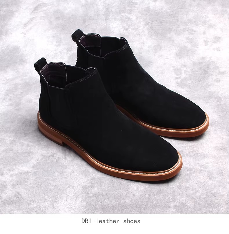 Men's Faux Suede Chelsea Boots High-Top Casual Retro British Style Warm Short Boots for Men