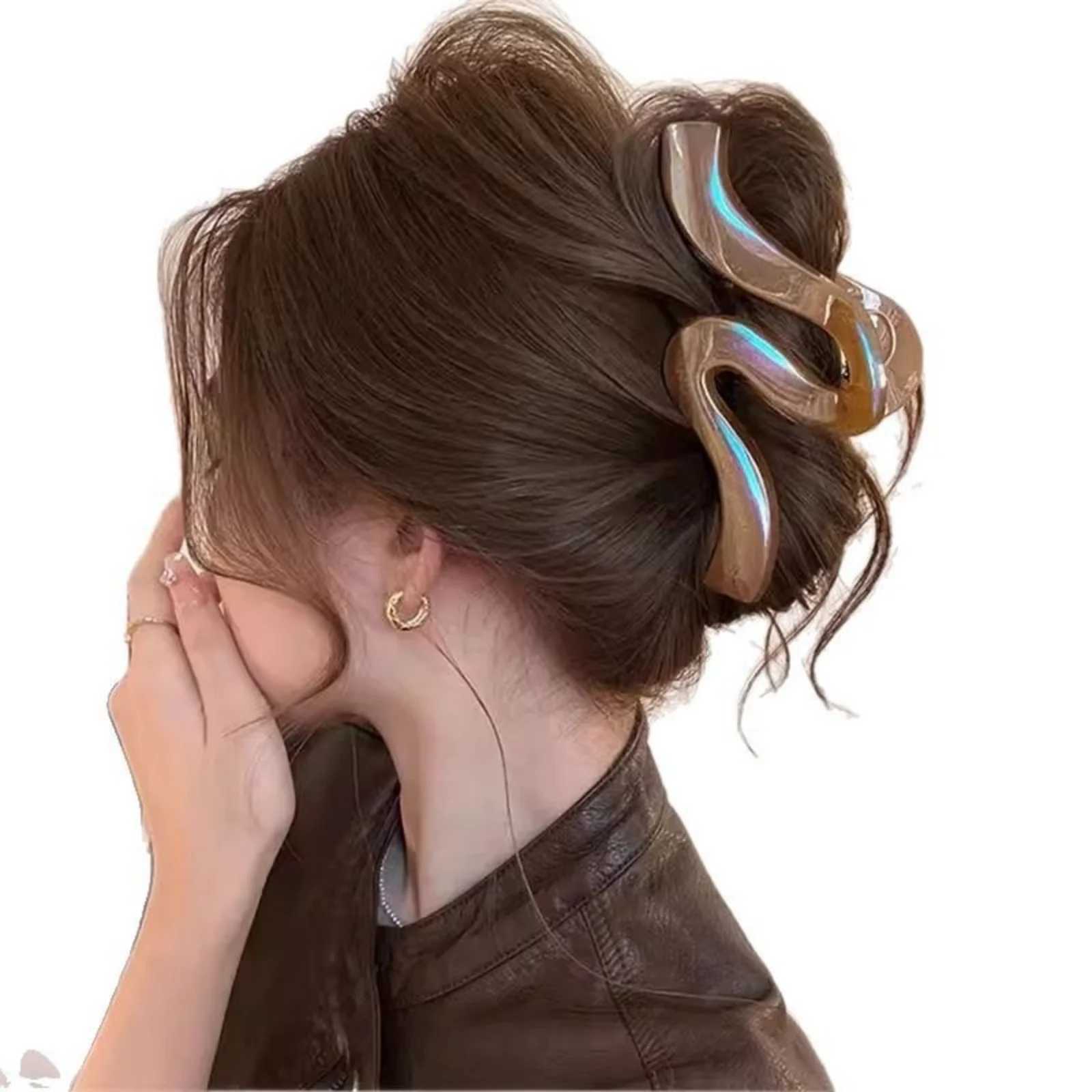 1pc new high-end pearl wave clip shark clip large hair clip back of head hair clip hair accessory H260328