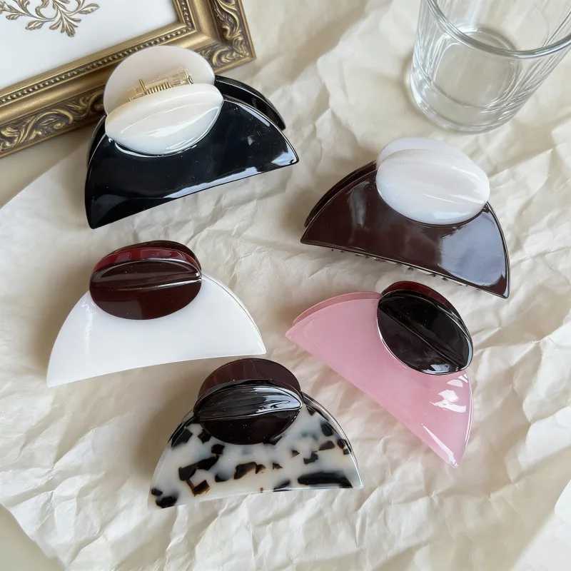 Leopard Print Half-Round Mushroom Hair Clips - Thick Acetate Shark Claws for Hair Styling Fashion Hair Accessories H260328