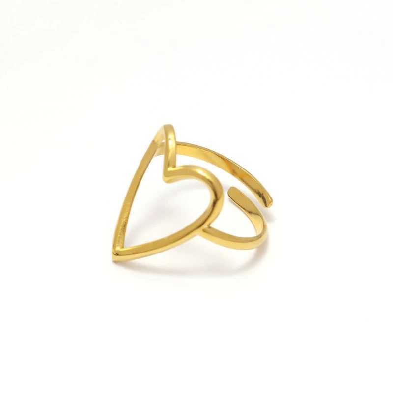 Stainless Steel Big Heart Rings Trend Adjustable Opening Rings for Women Couple Gift Punk Fashion Engagement Party Jewelry 2023 H260328