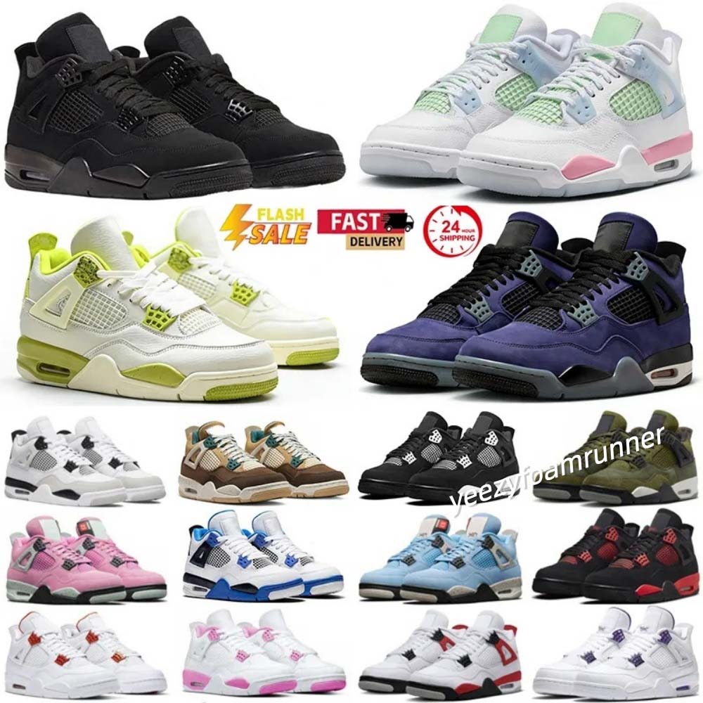 Designer 4s Men Basketball Shoes 4 Black Cat Rare Worn Blue Women White Pure Money Pink Thunder Oreo Outdoor Sports Men Trainers Sneakers