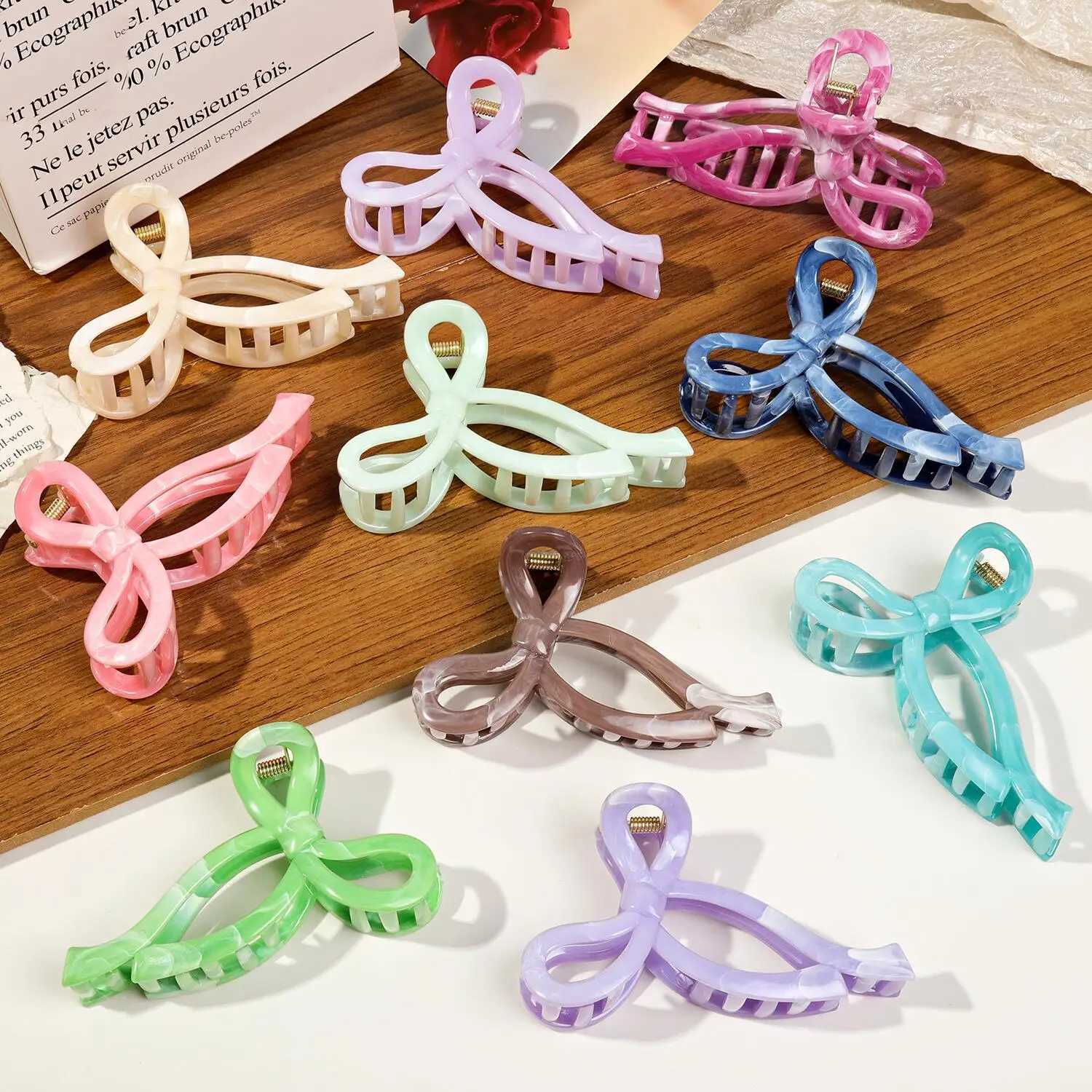 Ponytail Acrylic Hair Claw Grab Bow Large Hair Clip Geometric Hollow Square Hairpins Barrettes for Women Girls Hair Accessories H260328