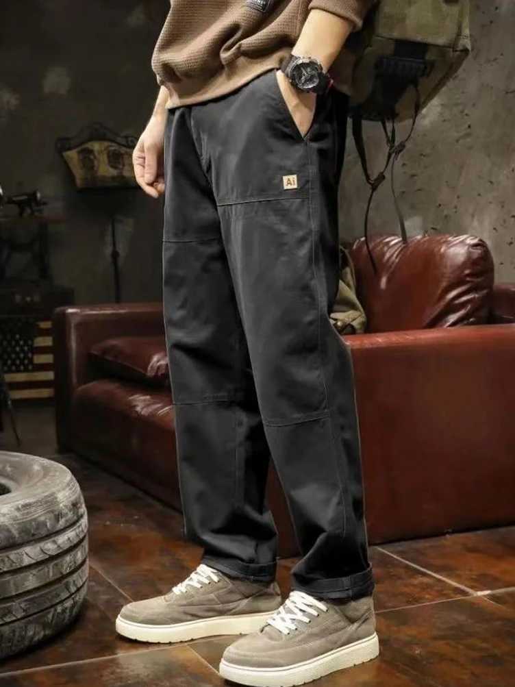 Vintage Y2k Straight Casual Cargo Pants Men Wide Leg Work Military Tactical Long Trousers 2024 M260328