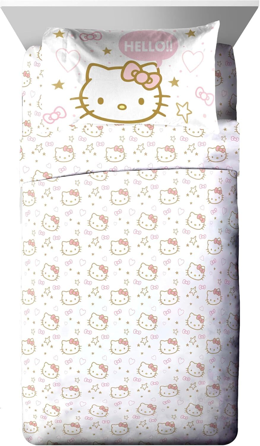 Jay Franco Hello Kitty Twin Comforter Set Piece Bedding Includes Sheet Set Pillow Covers Super Soft Pink Bedding Luxury Goods