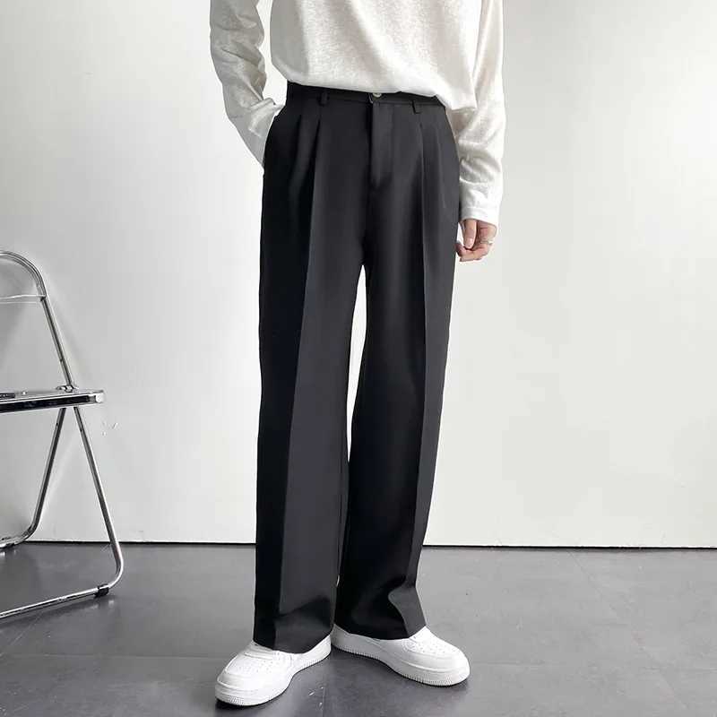 2026 New Spring Autumn Mens Fashionable White Korean Style Casual Pants Street Draped Straight Loose Suit Casual Trousers Male M260328