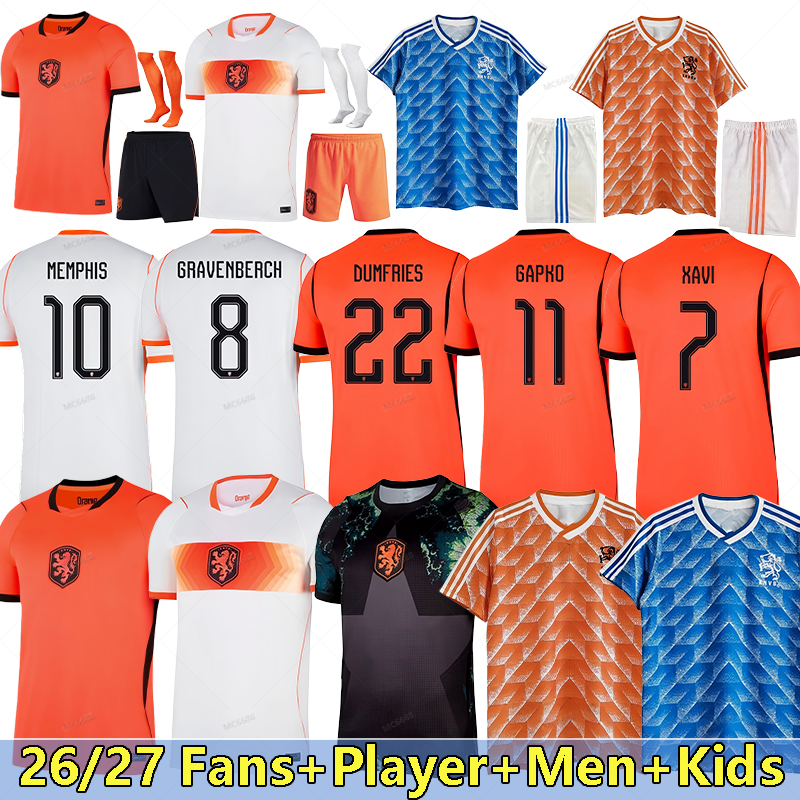 Netherlands Dutch jersey Holland world cup 2026 Soccer Jersey retro Bergkamp ROBBEN vintage National Team football Shirt Kids Kit MEMPHIS GAKPO 26 27 short kits 4XL