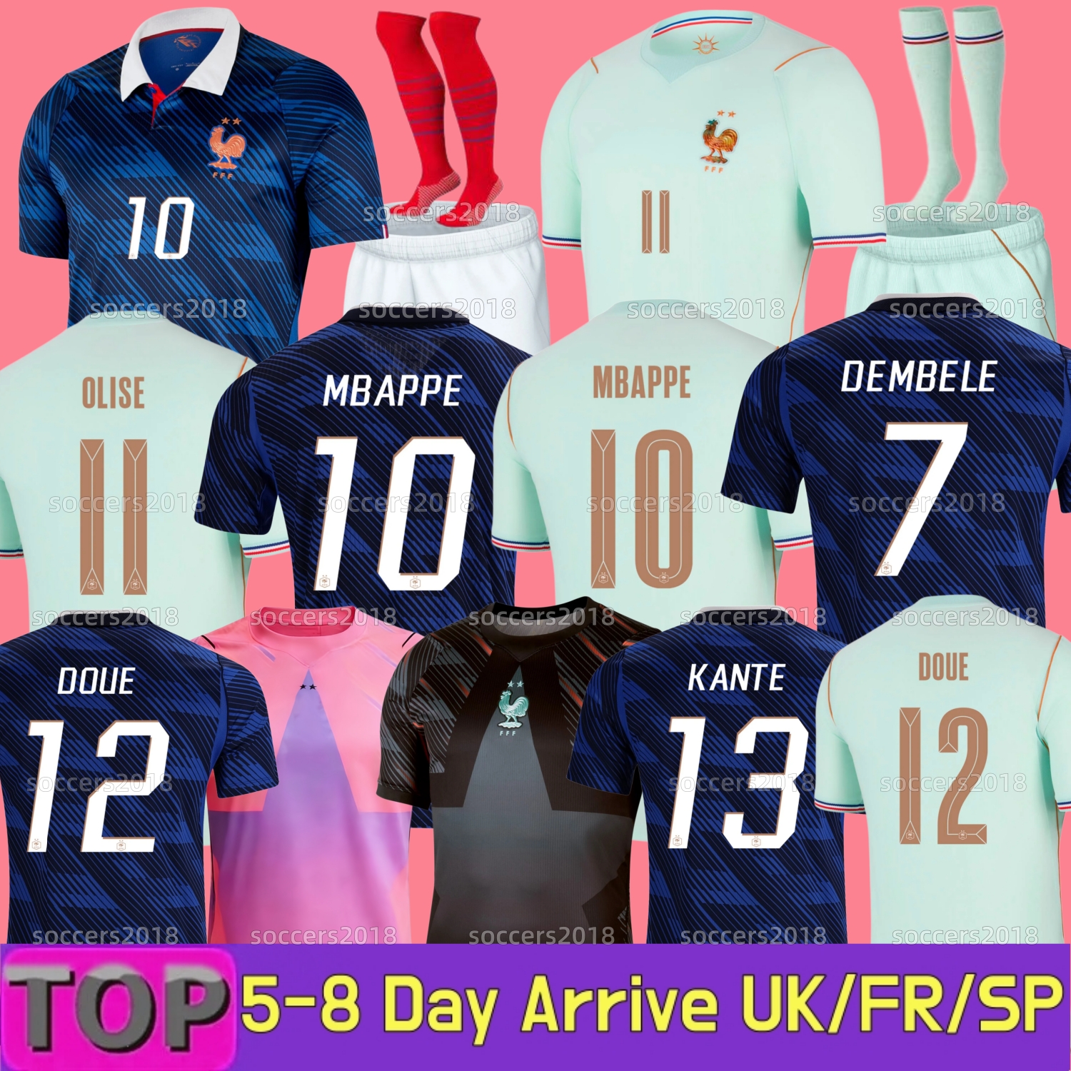 French 2026 World Cup MBAPPE Soccer Jerseys OLISE DEMBELE DOUE THAUVIN BARCOLA EKITIKE 24 26 27 France Maillots de football shirt equipement de foot Men kids enfants