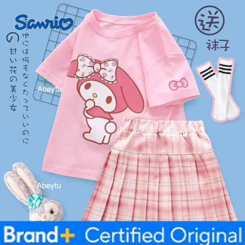 Sanrio my Melody summer childrens pleated skirt jk suit girl cartoon cute T-shirt short skirt short sleeve H2603281