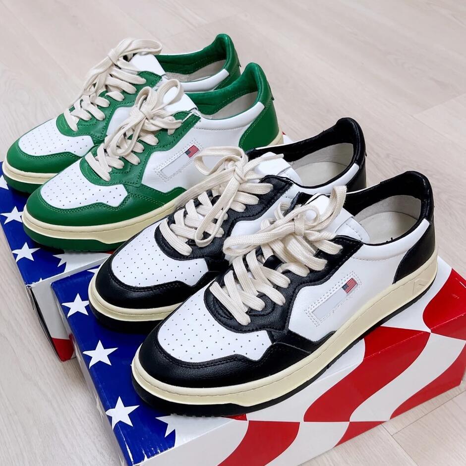 mens designer casual shoes Action Two-Tone Leather Suede Low Platform sneaker medalist sneakers panda pink men women outdoor sport autryy trainers