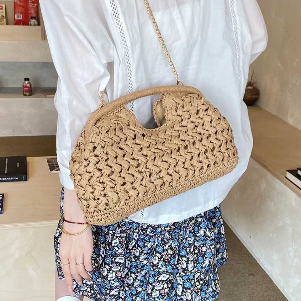 Retro Summer Straw Woven Handbags for Women Ladies Beach Crossbody Bag Rattan Bag for Vacation Eco-friendly Travel Shoulder Bags C260327