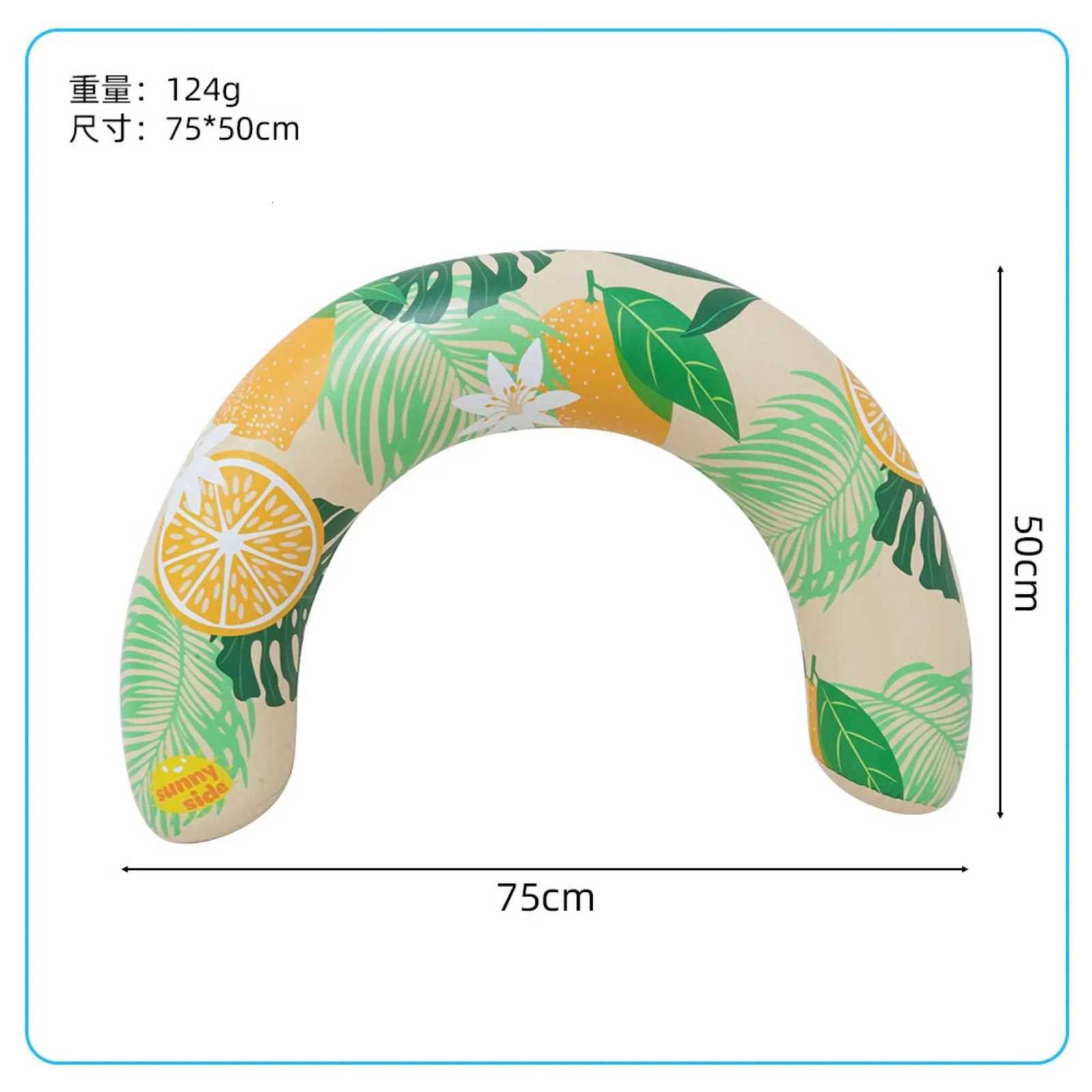 1pcs U-Shaped Inflatable Swim Ring with Fruit Print Summer Adult Float Pool Lounger Swimming Stick Z260328