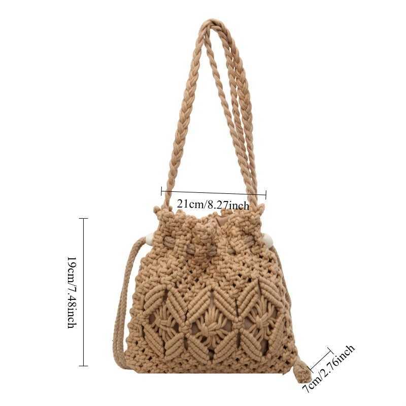 New Woven Straw Shoulder Bag Women Fashion Boho Simple Beach Bag Bucket Fashionable and Versatile for Daily Use Crossbody Bag C260327