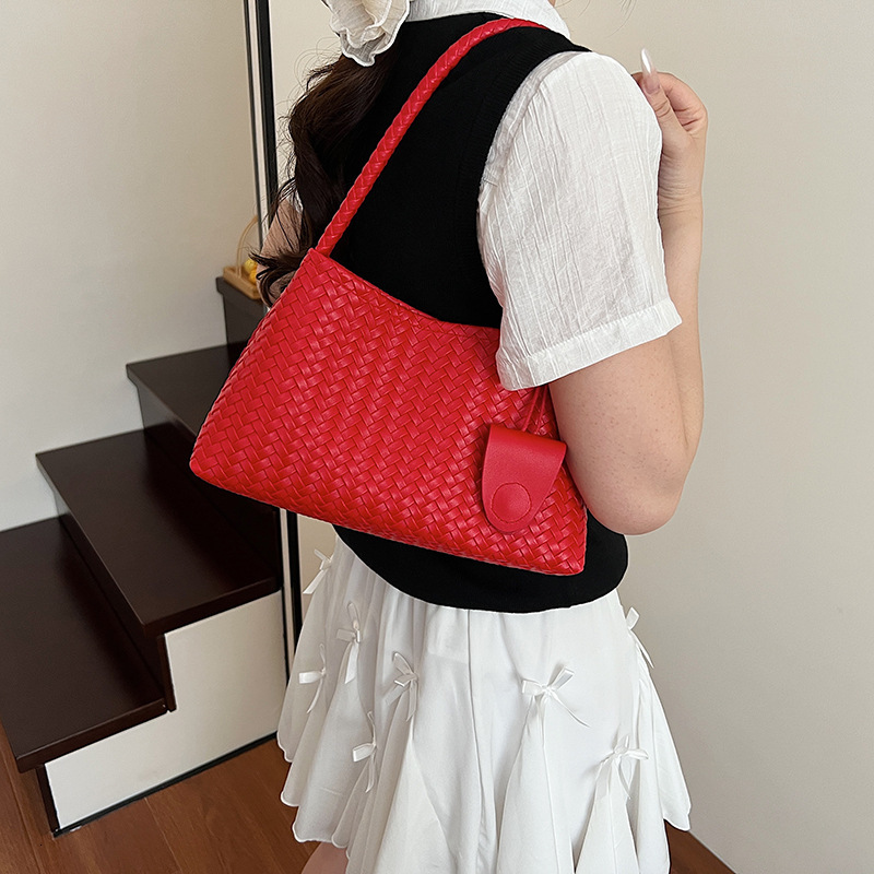 Handheld Woven for Women New Trendy Fashion Niche Underarm Simple Single Shoulder Bucket Mother Bag