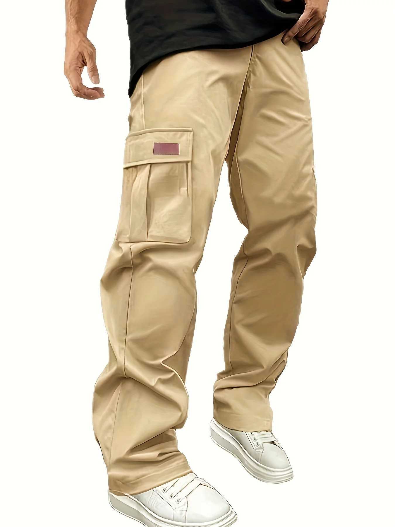 2025new mens workwear pants European and American mens loose straight casual pants mens workwear pocket pants M260328