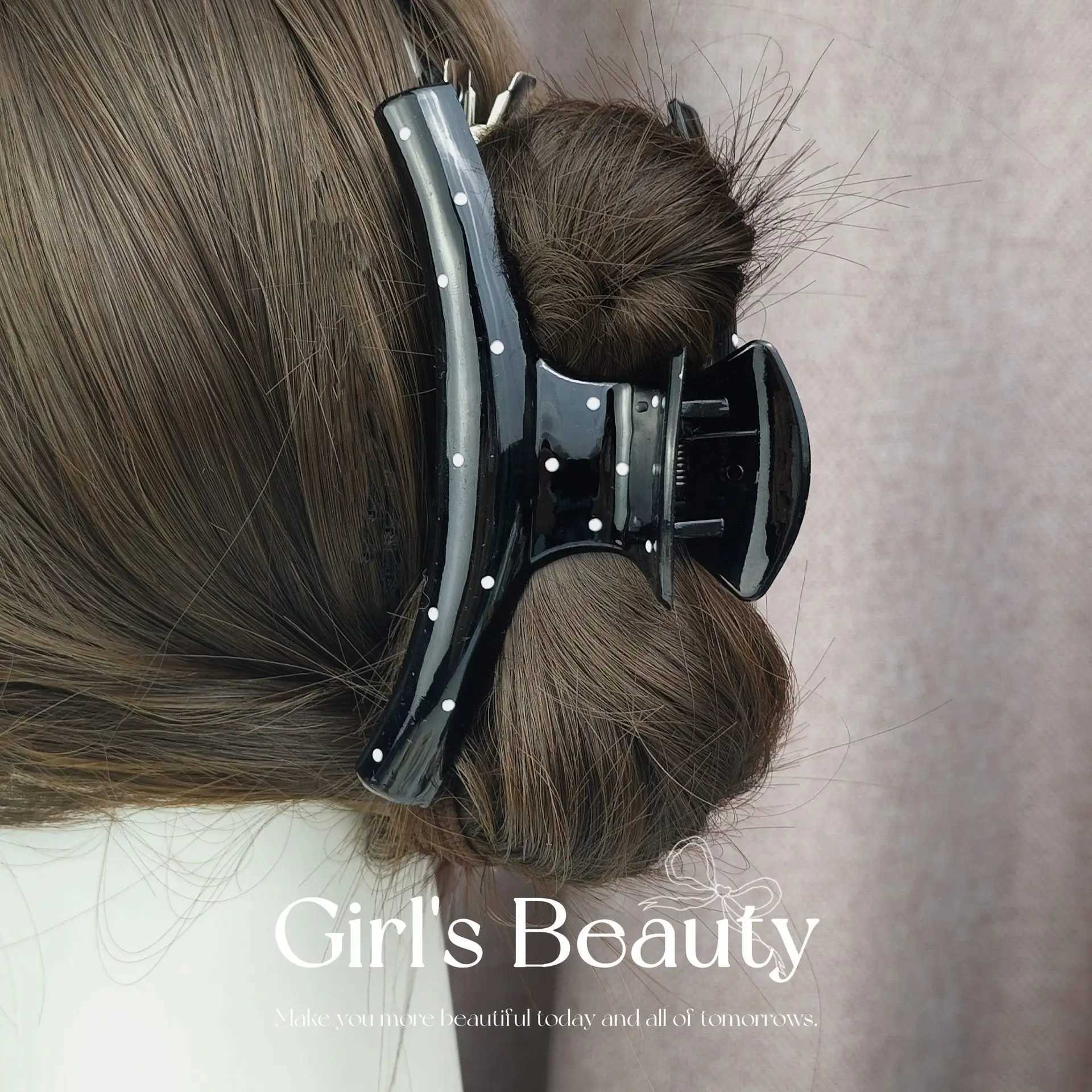 2Pcs Vintage Large Leopard Print Polka Point Arc Hair Claw Clip Elegant Ponytail Clip Hairpin Hairgirp Autumn Winter headwear H260328