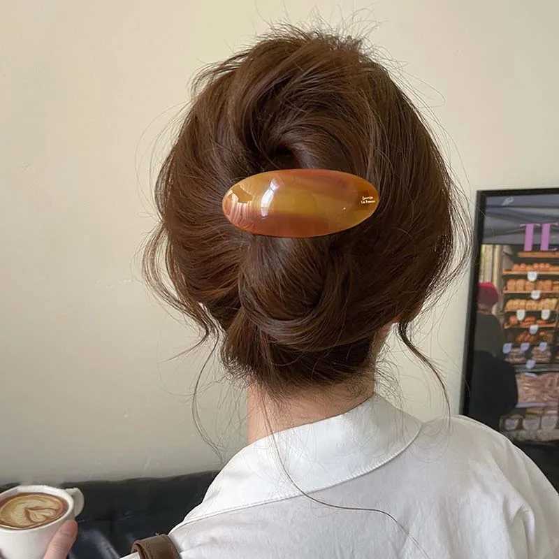 Vintage Acetic Acid Oval Hair Clip for Women Girls Korean Large Spoon Clip Spring Clip Hair Clip Top Clip Hair Accessories H260328