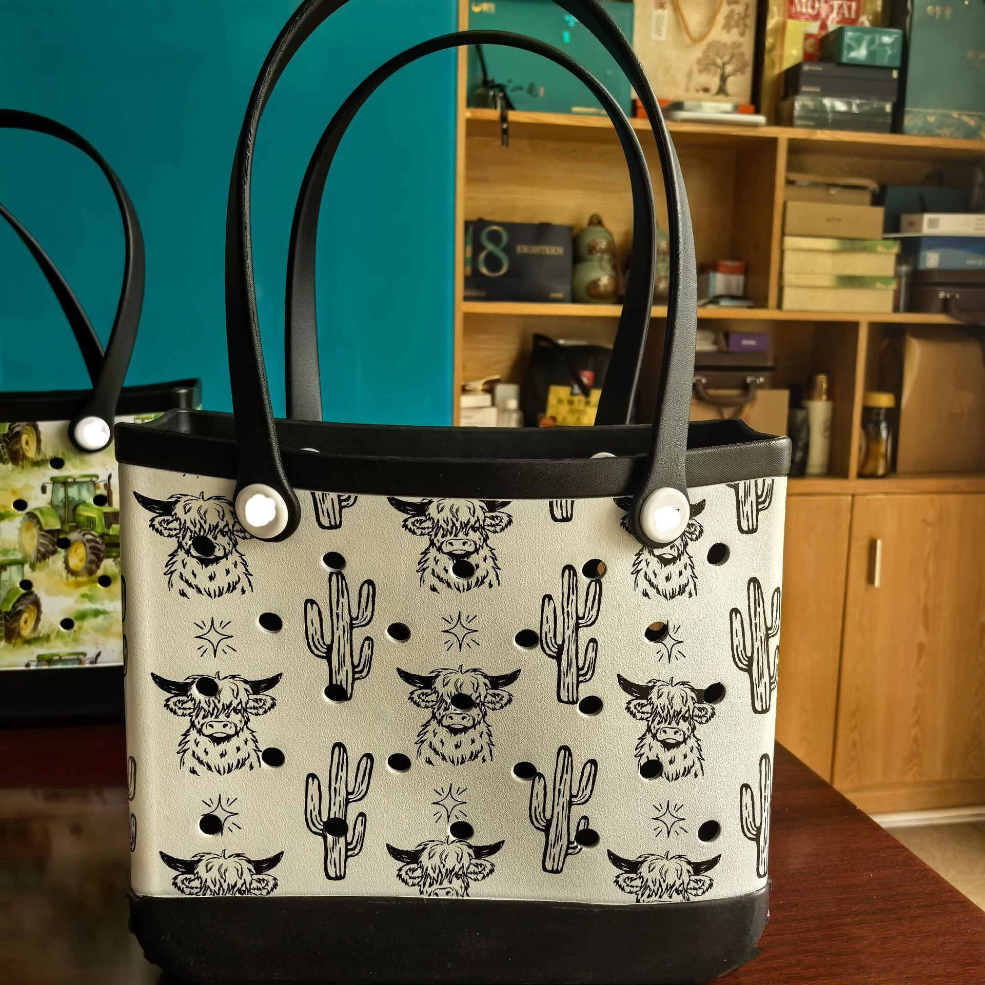 US STOCK Fashion Women Summer Beach Bags XL Silicone Designer Custom Tote Bags Cow Leopard Print Plastic Rubber Waterproof Beach Bags Storage Shopping Baskets