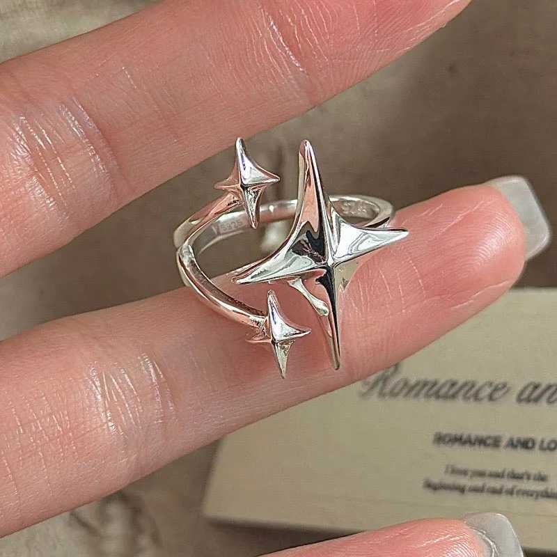 BF CLUB 925 Sterling Rings for Women Simple Geometric Handmade Irregular Retro Vintage Stars Ring Allergy For Birthday Gift H260328