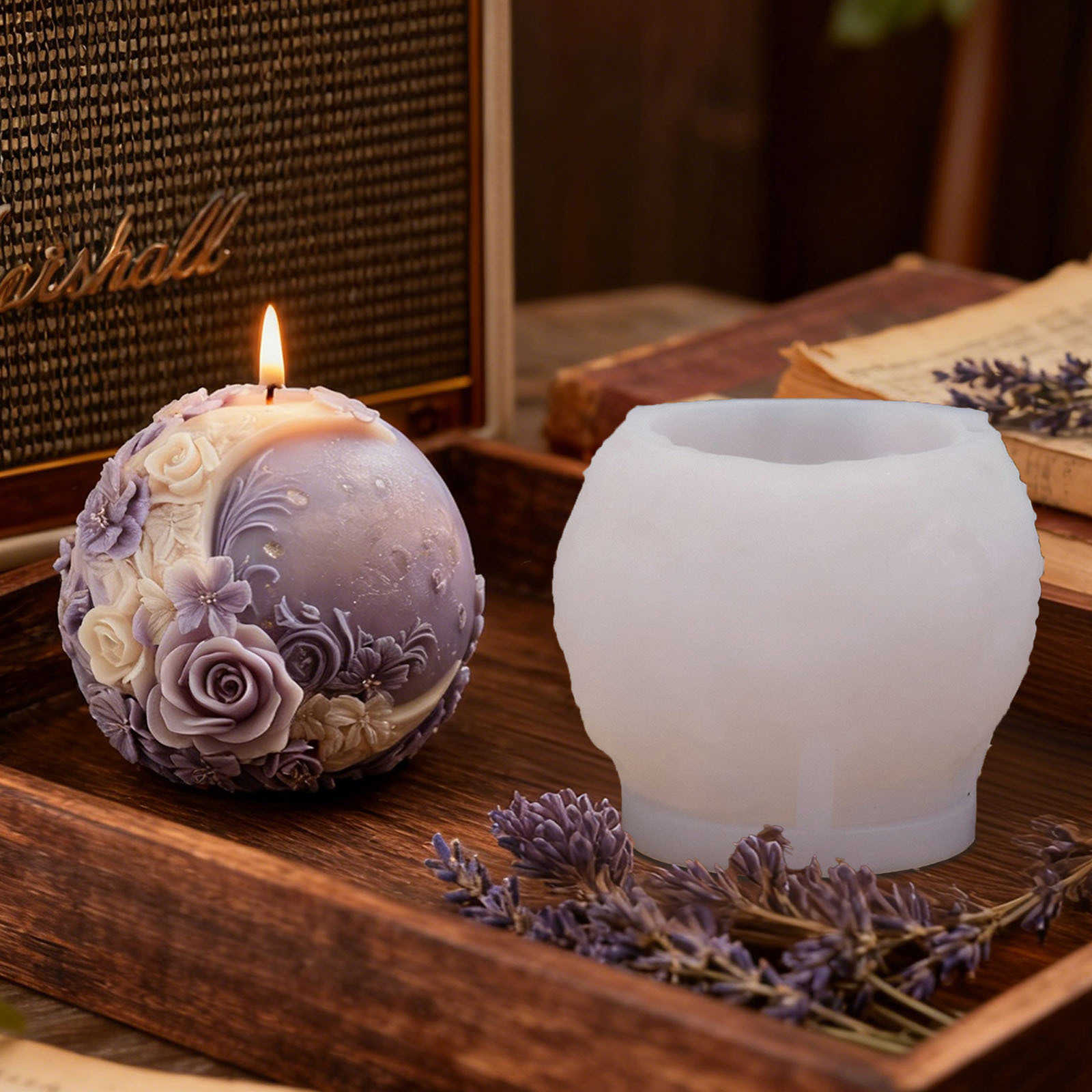 Moon Flower Scented Candle Silicone Mold, Multiple DIY 3D Moon Flower Tulip Fragrance Stone Decorative Items S260328