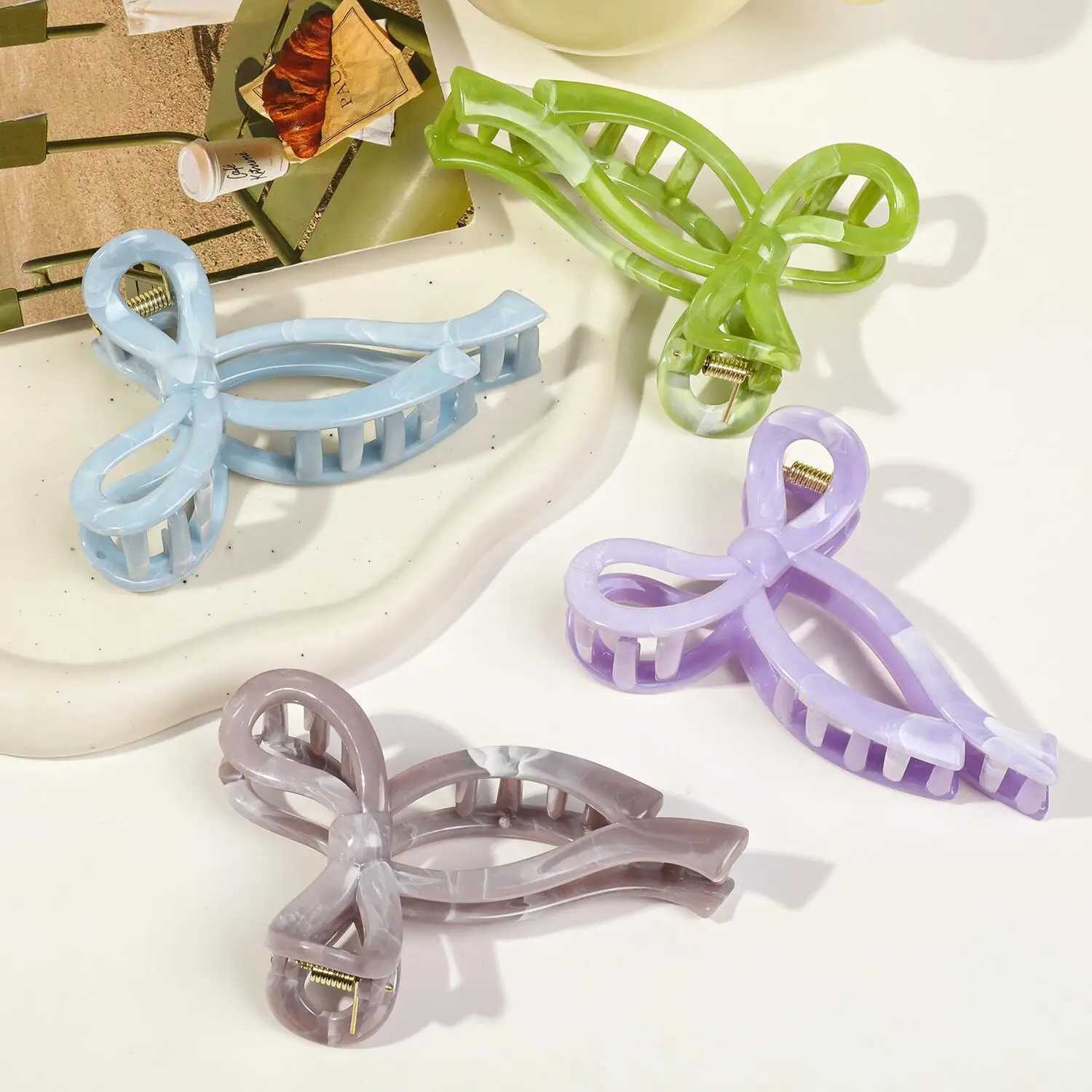 Ponytail Acrylic Hair Claw Grab Bow Large Hair Clip Geometric Hollow Square Hairpins Barrettes for Women Girls Hair Accessories H260328