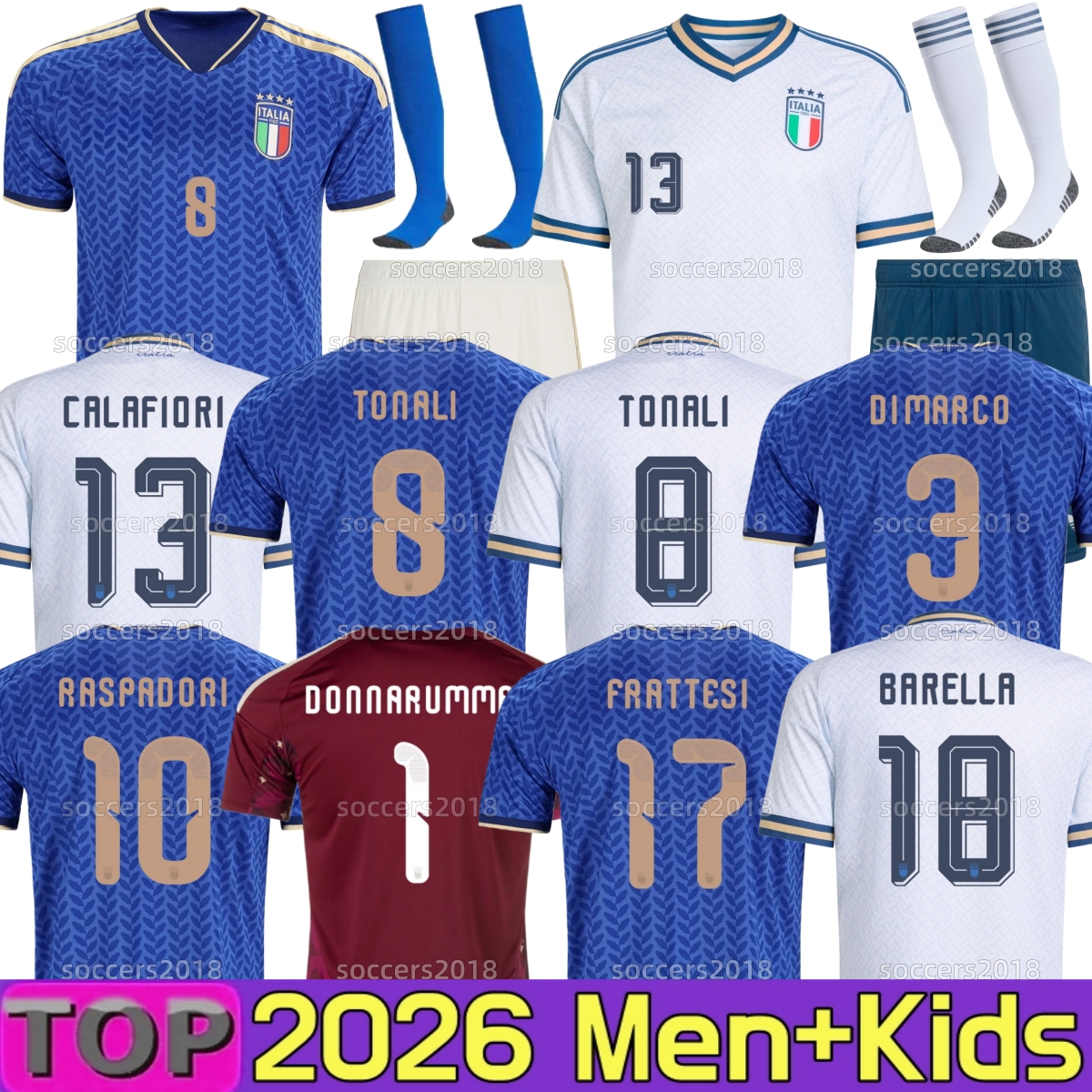 Italy 2026 World Cup soccer jerseys BASTONI TONALI Maglia italia PELLEGRINI DONNARUMMA GIRELLI VERRATTI BARELLA ChIeSaEs 26 27 Home Player football shirts men kids