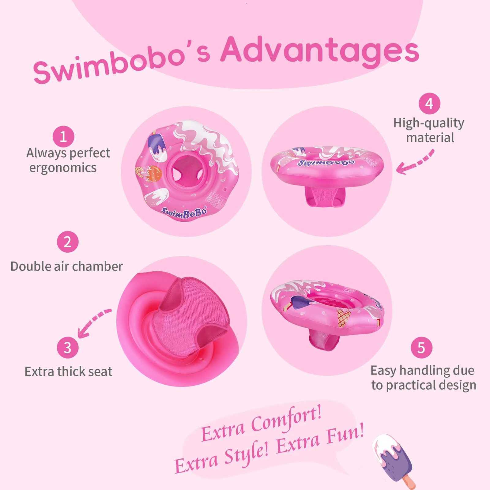 Swimbobo Pink Baby Seat Floating Ring Water Toy Children Thicken Safety PVC Inflatable Swimming Rings For Pool Summer Portable Z260328