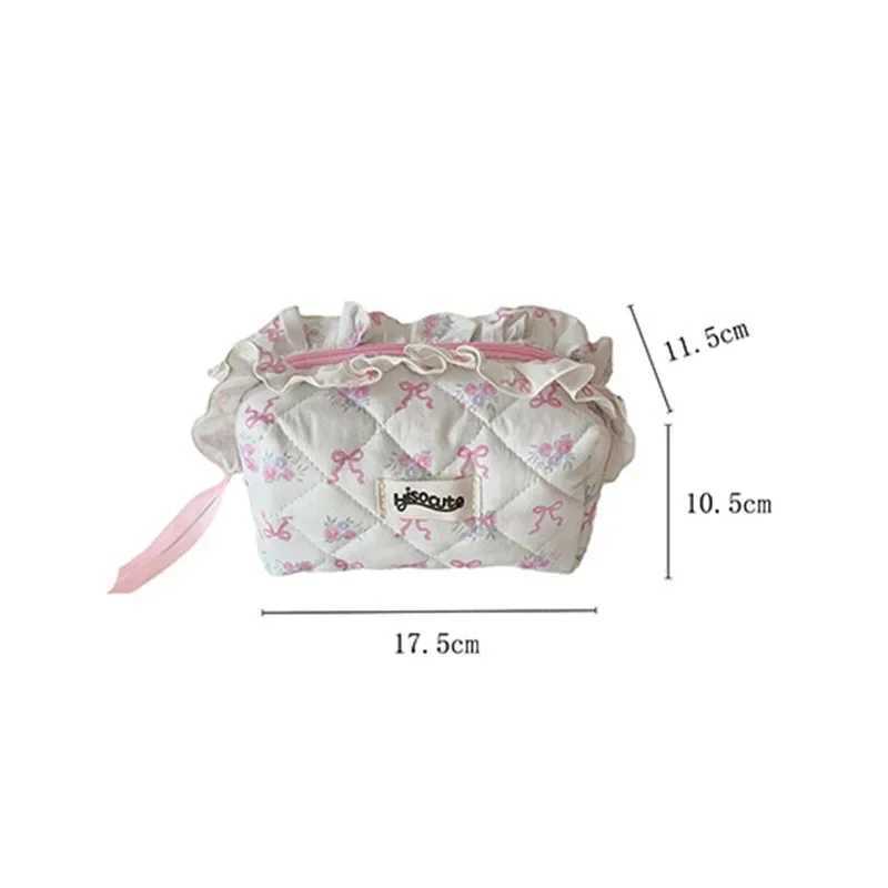 Korean Womens Butterfly Bow with Lace Cosmetic Bags Fashion Hand-held Sweet Makeup Bag Girls Travel Makeup Item Storage Bags D260328