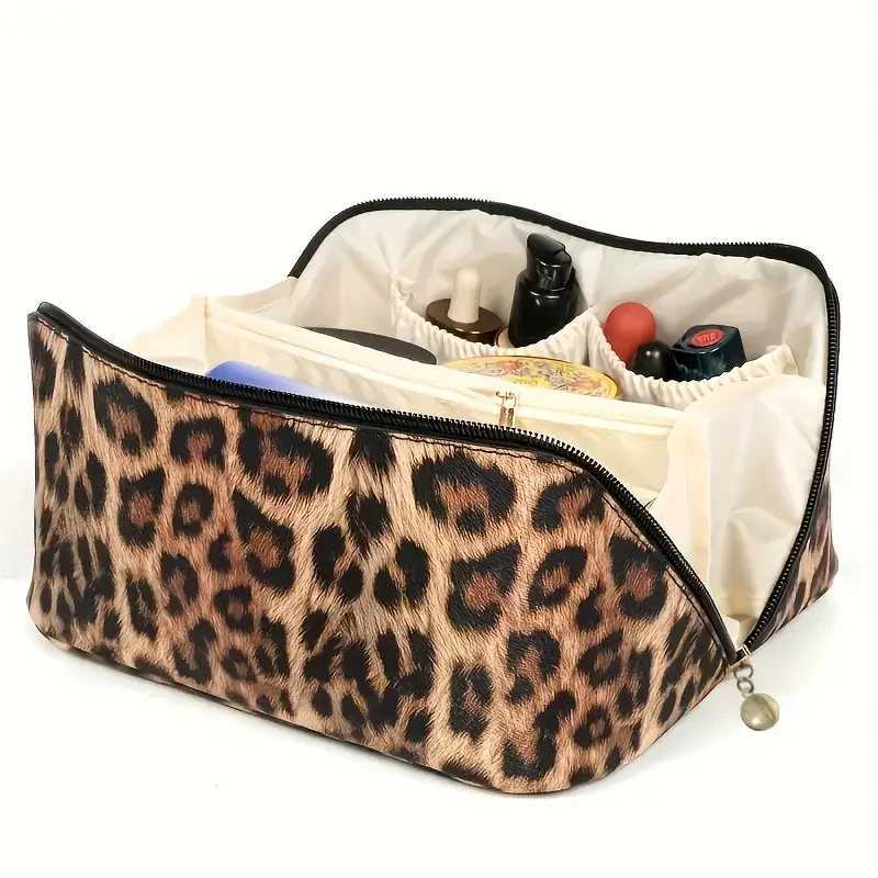 PU Leopard Print Pillow Makeup Bag Large Capacity Cosmetic Storage Bag Portable Travel Toiletry Bag D260328