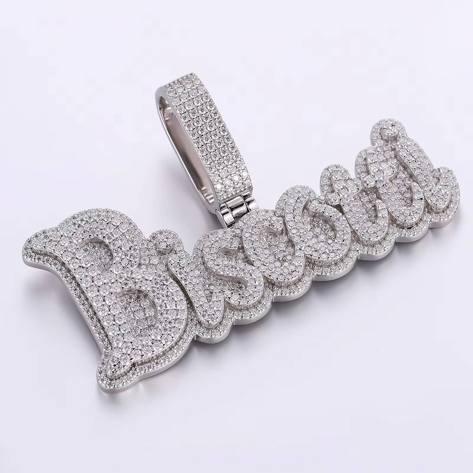 Fine Jewelry Pendant 925 Silver Moissanite Diamond Hiphop Men and Womens Party White Gold Plated Customized Name Letter Pendant - view 3