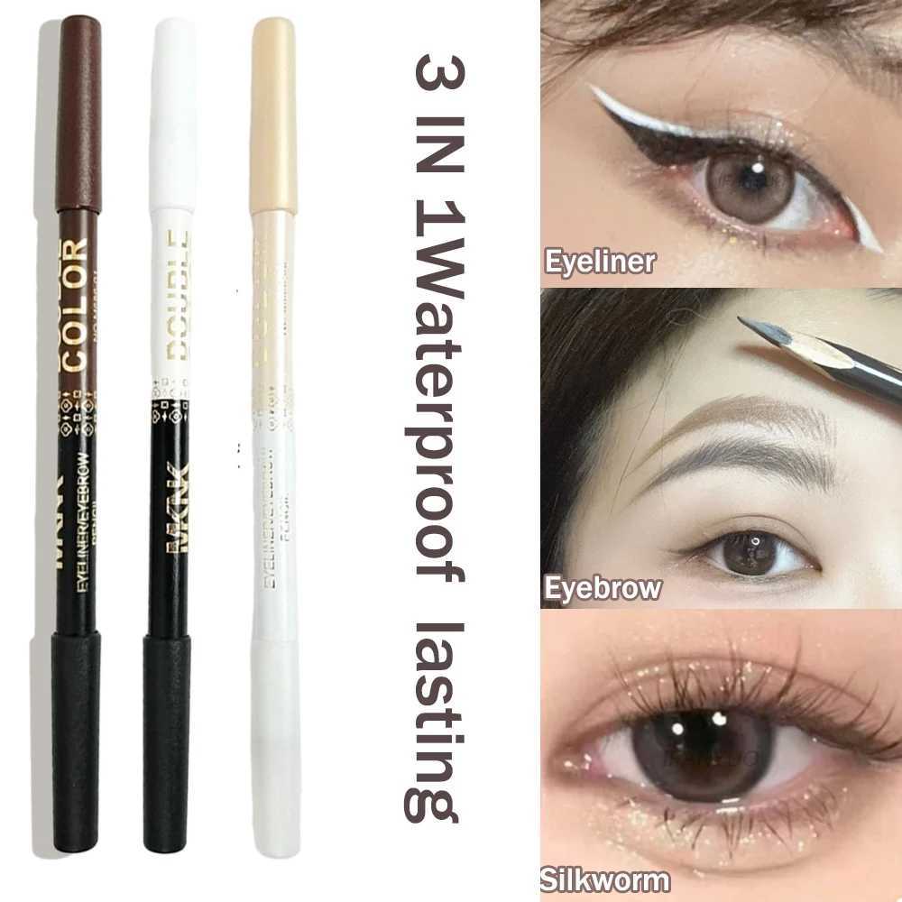 Double Headed Smooth Black Brown Eyeliner Eyebrow Pencil Lasting Waterproof Pearlescent Lying Silkworm Eyeshadow Stick Makeup H260328