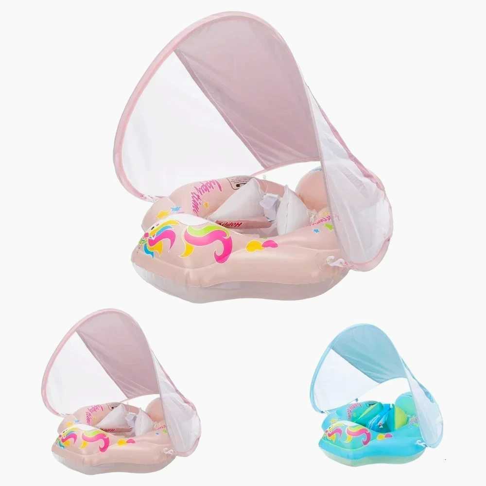 Baby Swimming Pool Float With Canopy Inflatable Infant Floating Ring Kids Swim Circle Bathing Summer Toys Z260328