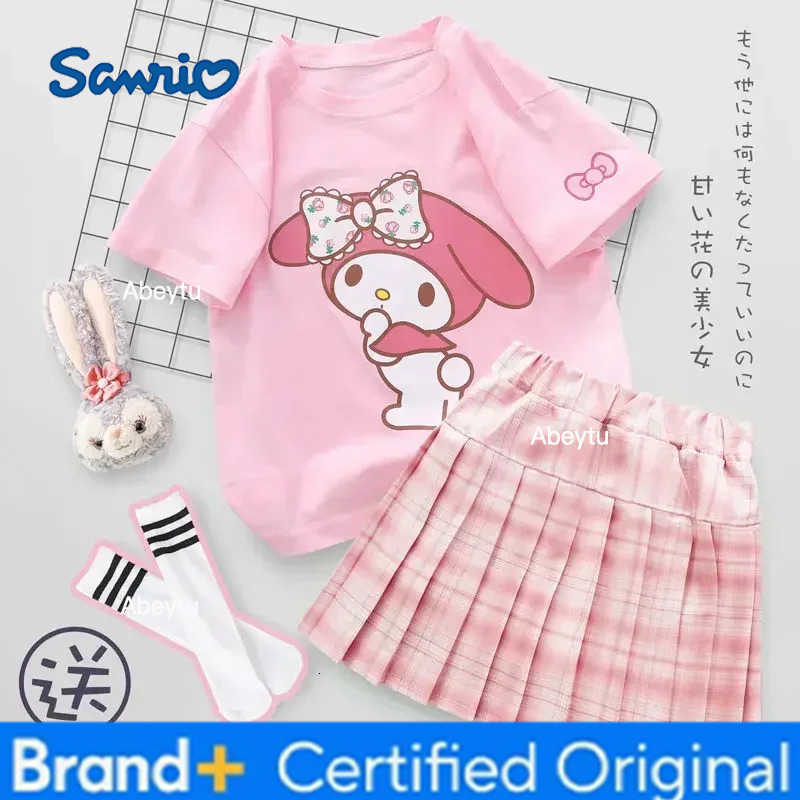 Sanrio my Melody summer childrens pleated skirt jk suit girl cartoon cute T-shirt short skirt short sleeve H2603281