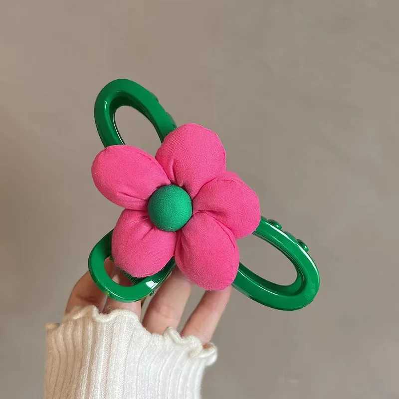 1pc High end contrasting flower clip summer large hair clip back of the head plate hair clip cute ins shark clip H260328