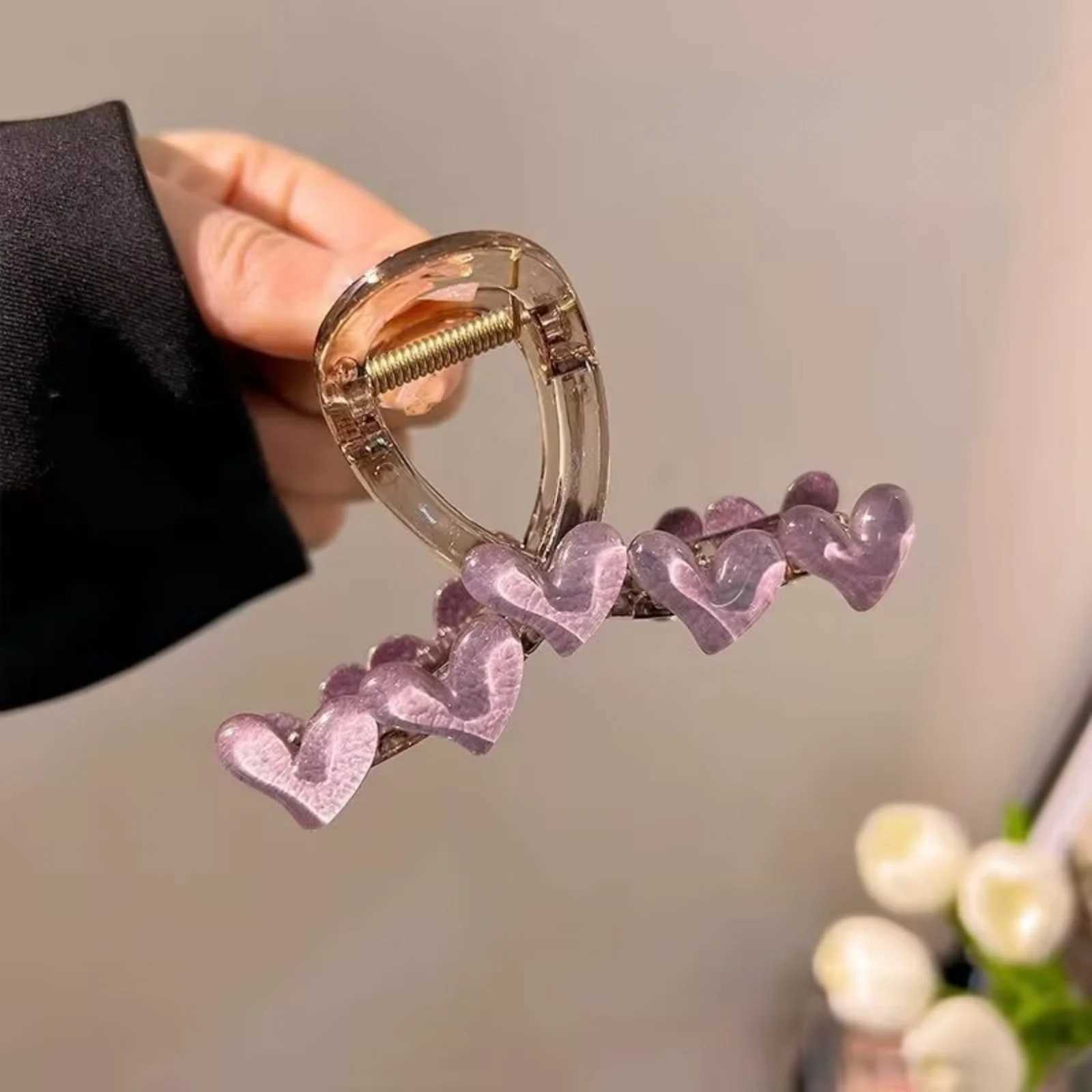 1PC Cute Heart - Shaped Hair Claw Set For Back - of - Head Trendy Hair Accessories for Women H260328