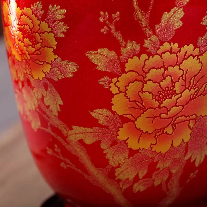New Chinese Style Jingdezhen Classical Porcelain Crystal Glaze Flower Vase Home Decor Handmade Shining Famille Rose Vases