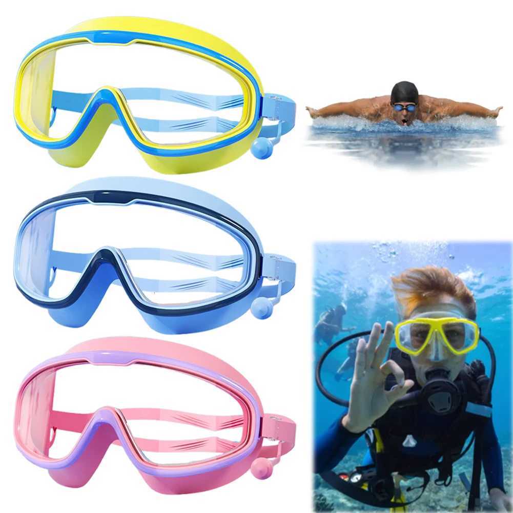 Kids Swim Goggles HD Swim Glasses with Earplugs UV Protection Swimming Goggles Large Frame Swim Sports Eyewear for Boys Girls Z260328