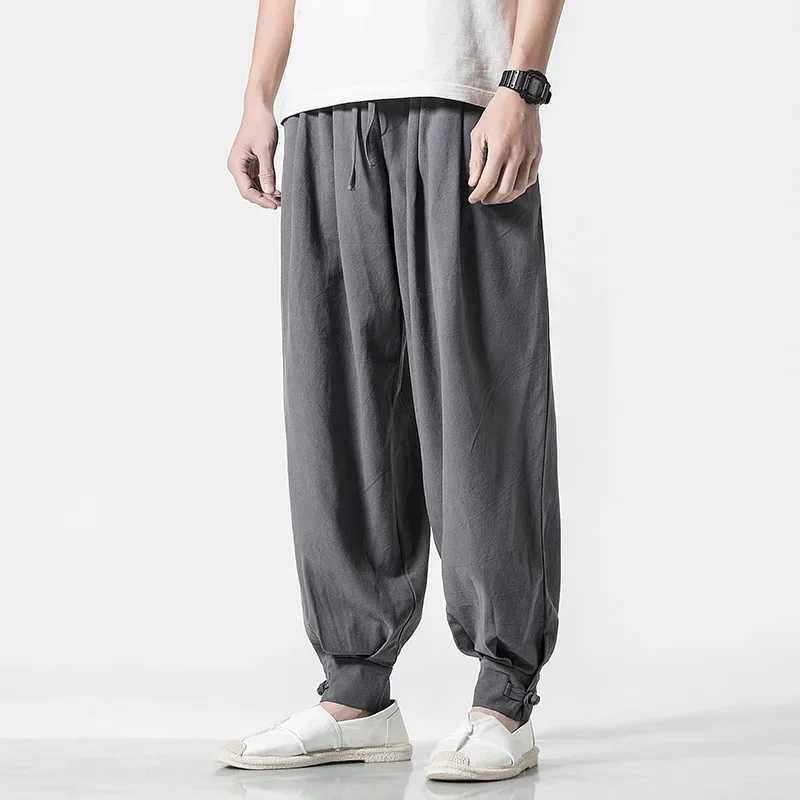 Loose-fit Cotton Linen Mens Womens Monk Pants No Tying Required Casual Spring Summer Long Pants For Zen Meditation M260328
