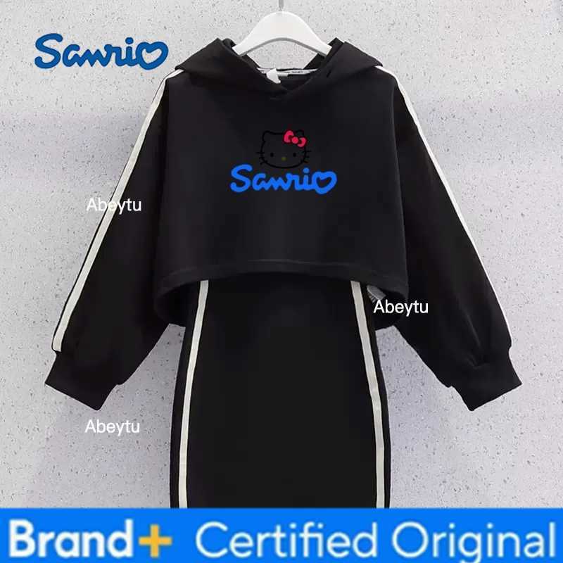 Sanrio Girl Clothes Set Autumn Kid Sweatshirts Letter Pullover Hello Kitty TopFashion Dress 2pcs Suit Children Sweet Tracksuits Outfit H2603281