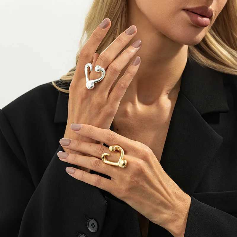 New Minimalism Irregular Heart Shape Finger Rings Women Vintage Geometric Chic Knuckle Ring Aesthetic Jewelry Gifts H260328