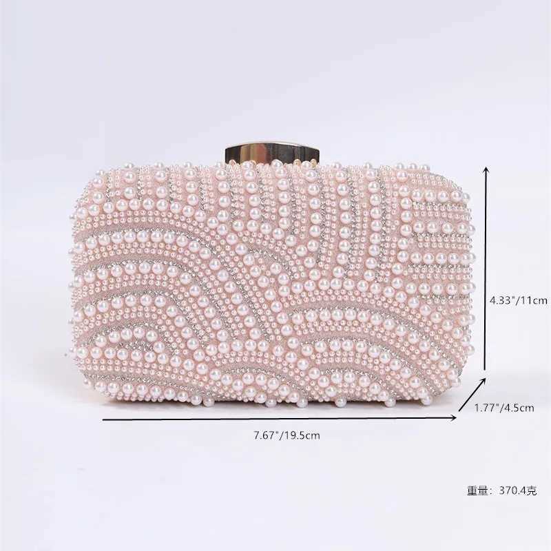 Ladies Pearl Elegant Evening Bag Fashionable Stylish Beading Wedding Dinner Party Banquet Dress Clutch Bag with Long Chain Purse C260327
