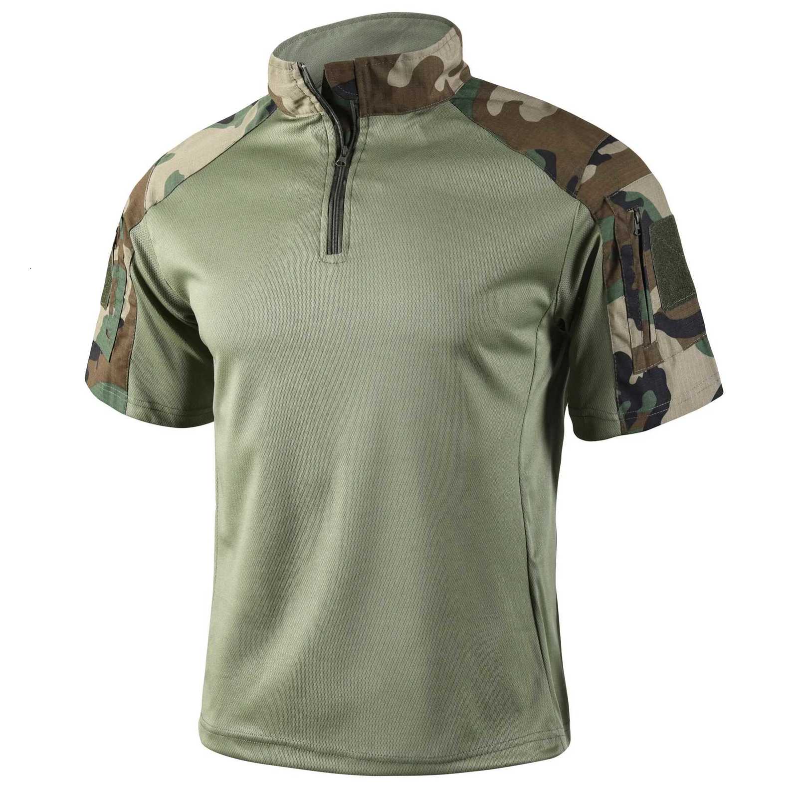 Mens Tactical Shirt Short Sleeve Quick Dry Breathable Outdoor Training Military Frog Shirt American Camo Combat Fitness T-Shirt C260326