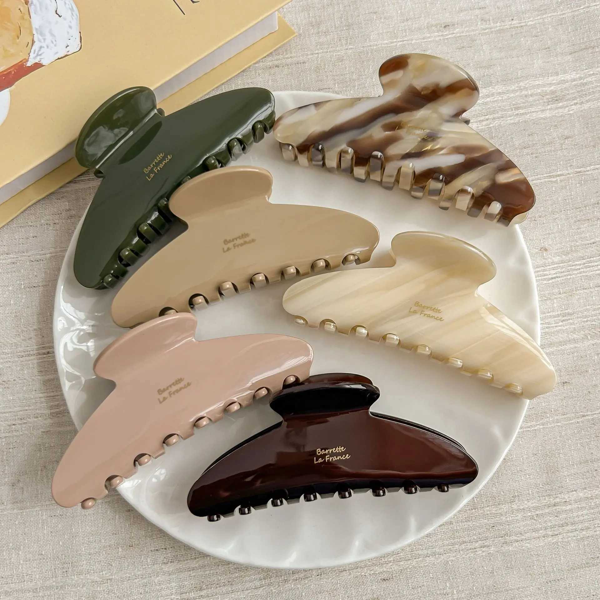 DuoShang 10CM Large Gold Label Hair Claw Classic Retro Acetate Claw Clips Trendy Hair Clips for Women Girls Hair Accessories H260328