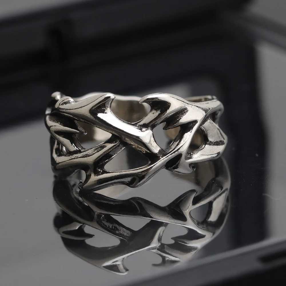 Creative Retro Irregularity Thorns Stainless Steel Opening Rings Gothic Punk Finger Ring for Men Women Personality Jewelry Gifts H260328