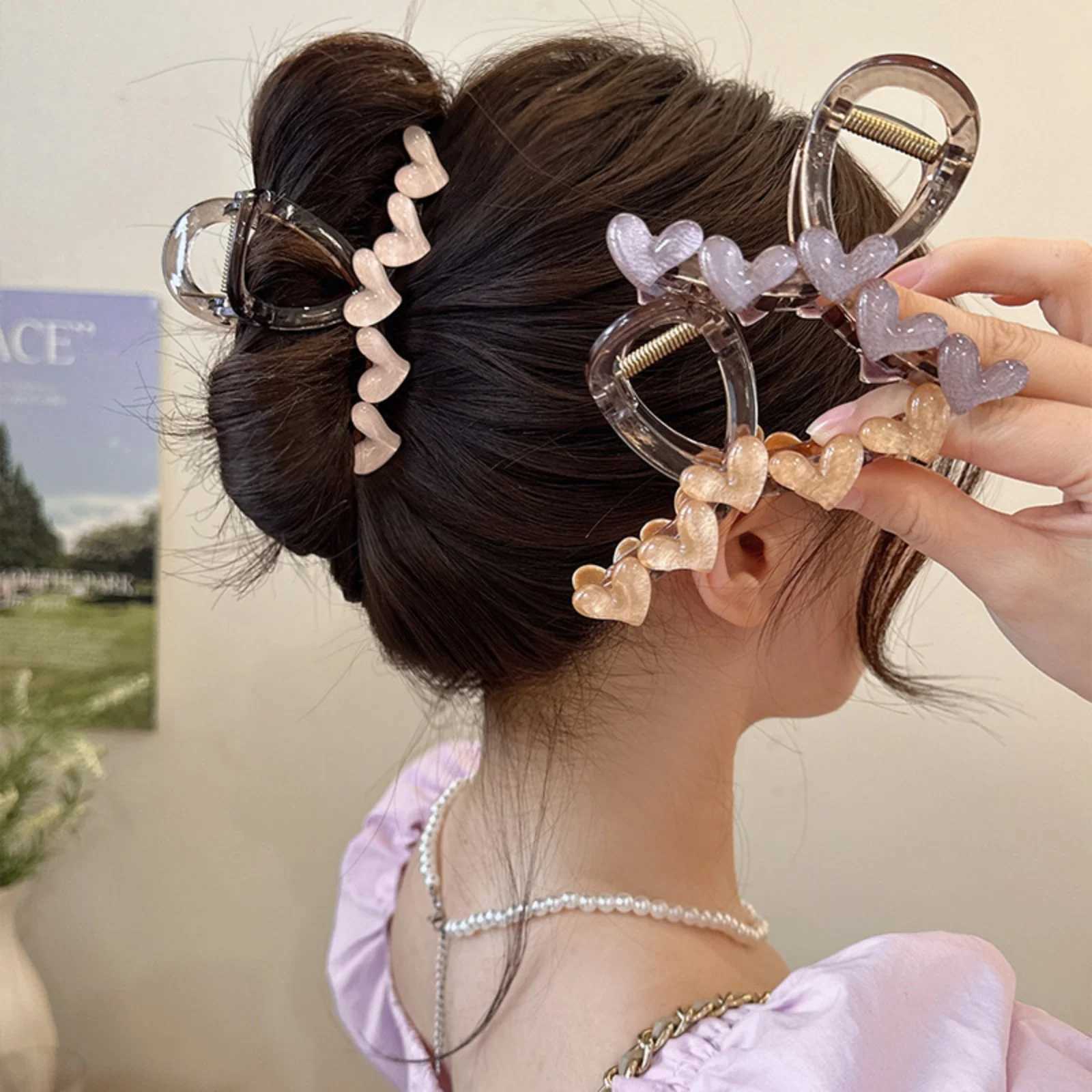 1PC Cute Heart - Shaped Hair Claw Set For Back - of - Head Trendy Hair Accessories for Women H260328