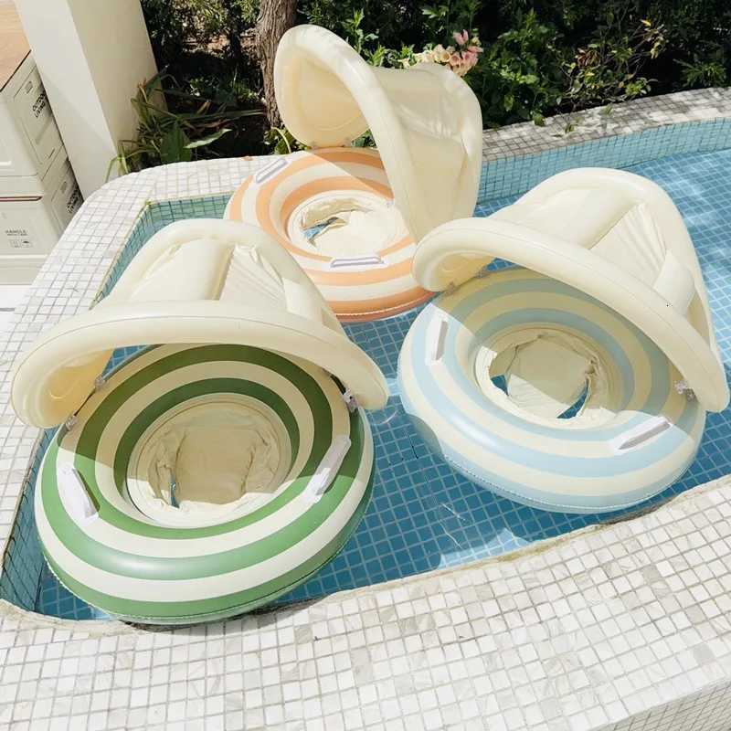 Baby Swimming Float Ring Toy Inflatable Swim Ring Floating Safty Seat with Canopy Kid Summer Water Pool Play Equipment Beach Toy Z260328