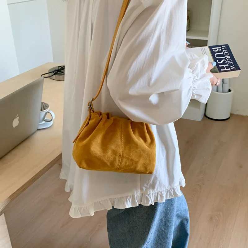 Women Crossbody Bag Adjustable Strap Women Suede PU Leather Shoulder Handbags Bucket Bags for Travel Work 2025 Autumn and Winter C260327