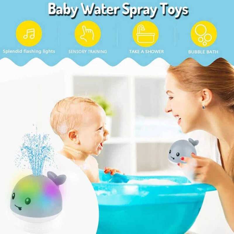 Baby Light Up Bath Toys Whale Automatic Sprinkler Bathtub Toys Pool Bathroom Shower Bath Toys for Toddlers Infant Kids Boy Gift Z260328