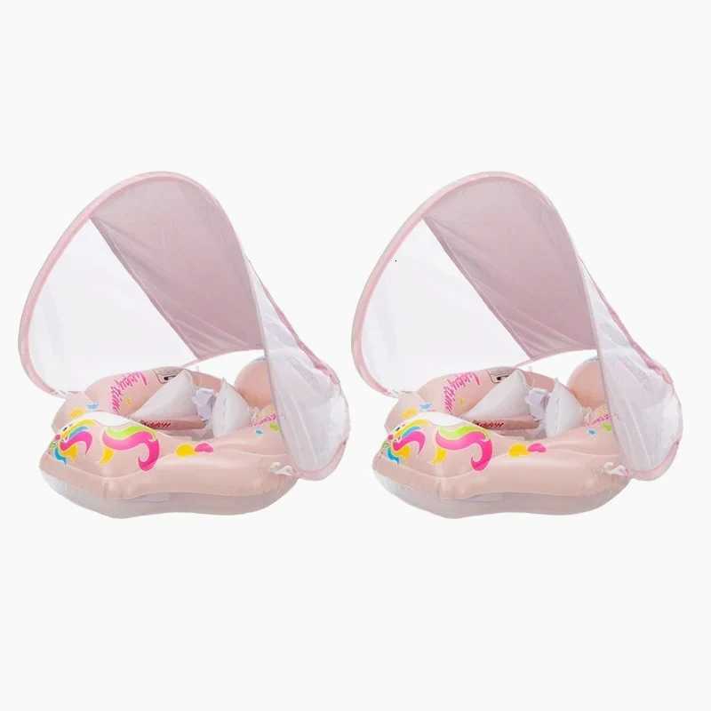 Baby Swimming Pool Float With Canopy Inflatable Infant Floating Ring Kids Swim Circle Bathing Summer Toys Z260328