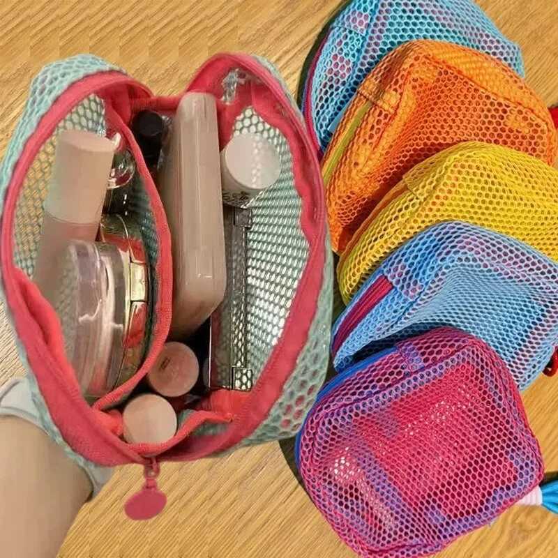 2025 Korean Lightweight Mesh Cosmetic Bag Portable Square Cosmetic Storage Bag with Zipper Multi-purpose Sundries Storage Bag D260328